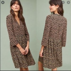 Anthropologie Maeve Leopard Print Dress
